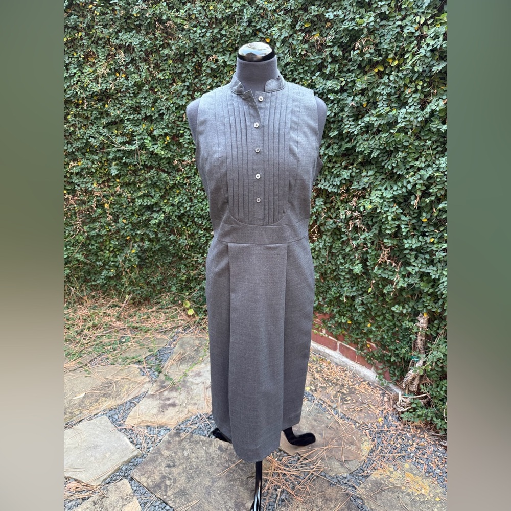 Burberry Gray Button-Up Midi Dress